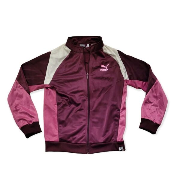 Puma Retro Girl's Track Jacket in Fig & Pink - Picture 2 of 5